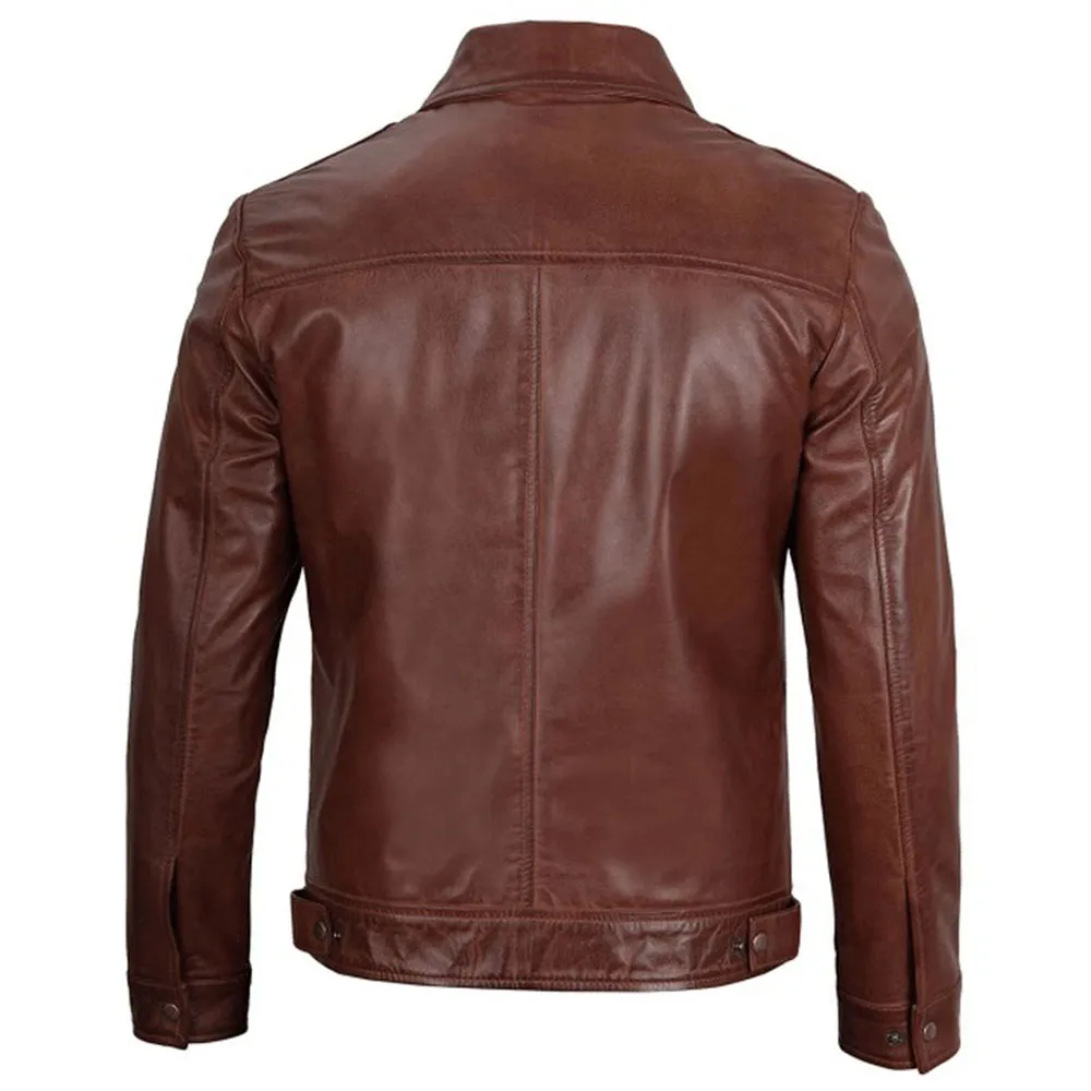 Mens Harrington Premium Brown Leather Jacket by Jacket Field