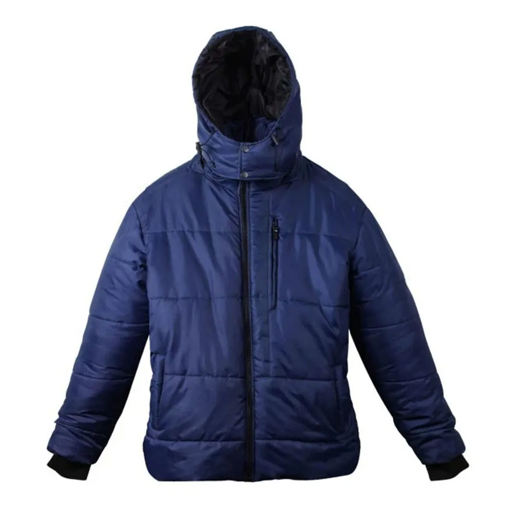 Salvador Puffer Men's Blue Jacket - Removable Scuba Hood By Jacket Field