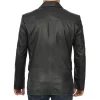 Mens Two-Button Black Leather Blazer Jacket by Jacket Field