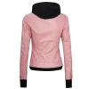 Pink Real Leather Bomber Jacket Women with Hood by Jacket Field