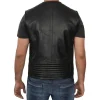 Winston Mens Black Quilted Leather Vest by Jacket Field