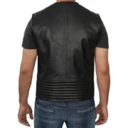 Winston Mens Black Quilted Leather Vest by Jacket Field