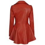Womens Biker Style Peplum Red Leather Jacket by Jacket Field