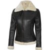 Womens Dark Brown Leather Shearling Jacket by Jacket Field