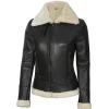 Brown Shearling Leather Bomber Jacket Women by Jacket Field