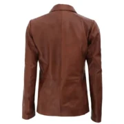 Womens Two-Button Brown Leather Jacket by Jacket Field