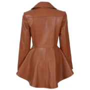 Womens Peplum Brown Leather Jacket by Jacket Field