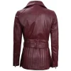 Womens Asymmetrical Biker Maroon Leather Jacket by Jacket field