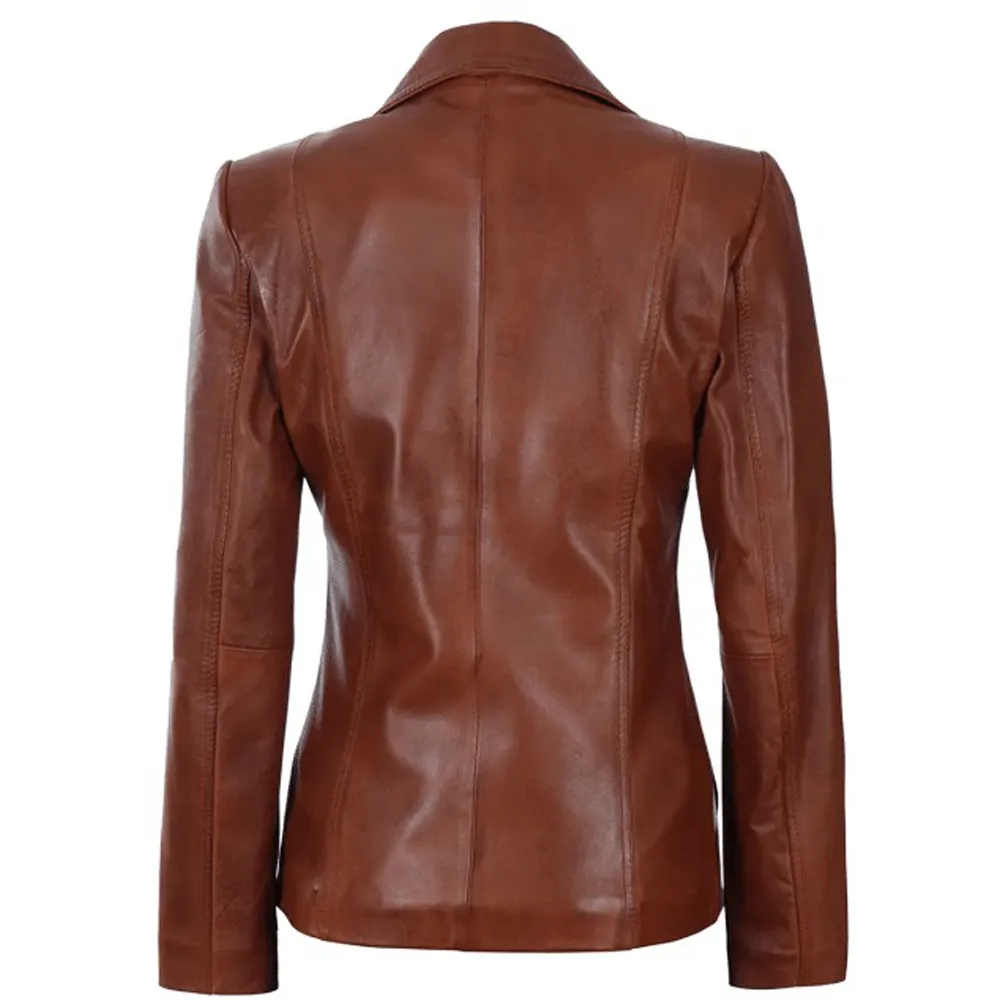 Womens Lambskin Brown Leather Jacket by Jacket Field