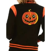 Women’s Black Wool & Leather Halloween Varsity Jacket by Jacket Field