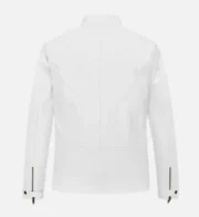 Mens Slim Fit Biker Leather White Jacket by Jacket Field