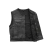 Mens Black Cowhide Leather Motorcycle Vest by Jacket Field