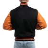 Mens Black Body & Orange Sleeves Clothing Varsity Jacket by Jacket Field