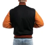Mens Black Body & Orange Sleeves Clothing Varsity Jacket by Jacket Field