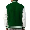Mens Kelly Green & White Clothing Varsity Jacket by Jacket Field
