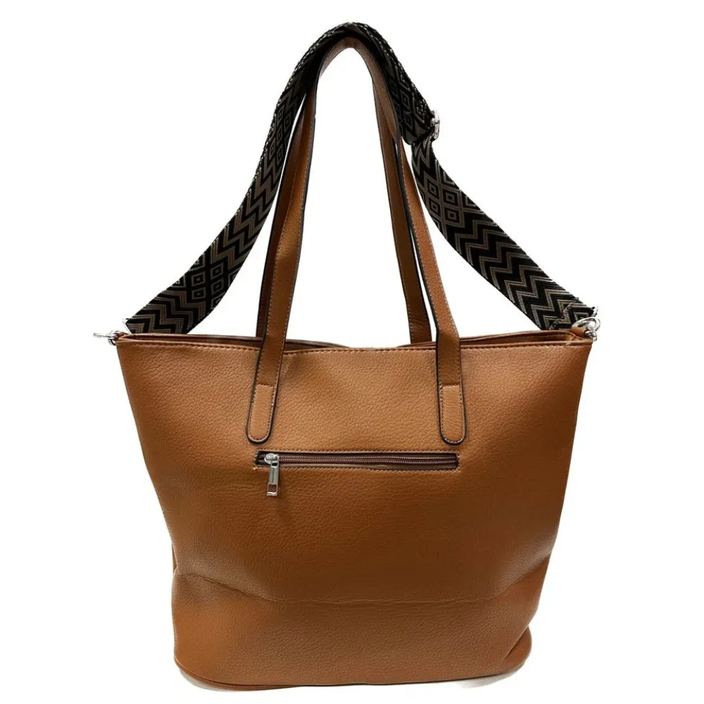 Womens Brown Faux Leather Shoulder Bag by Jacket Field