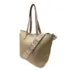 Womens Beige Faux Leather Shoulder Bag by Jacket Field