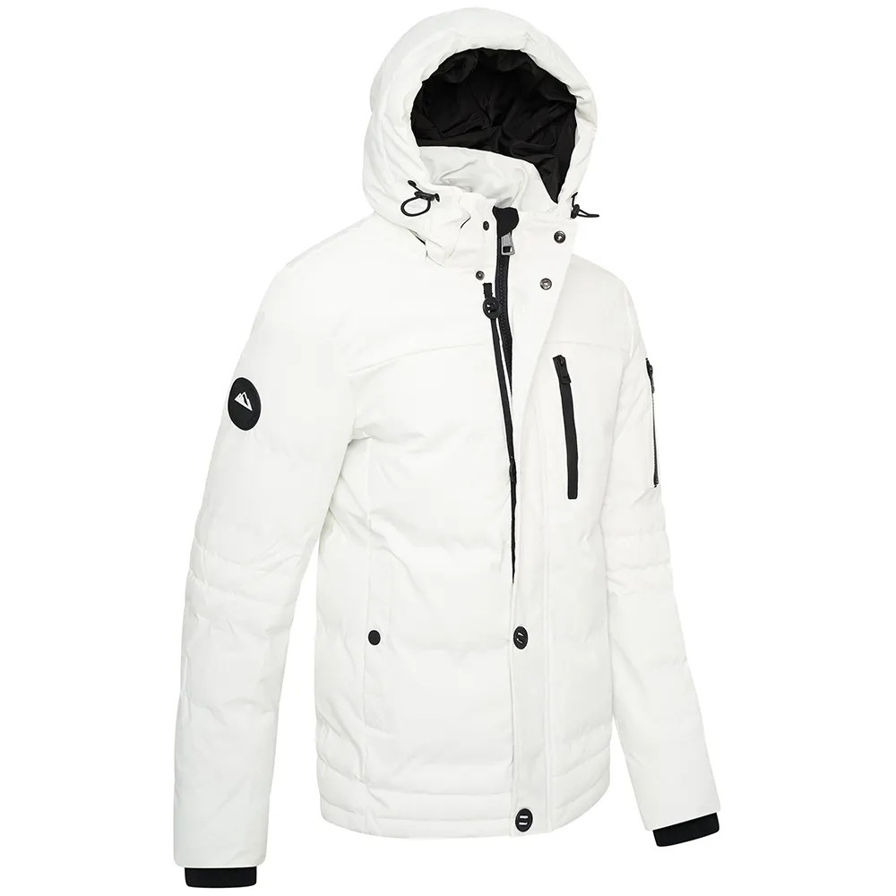 Mens Polyester Winter Off White Jacket with Hood by Jacket Field