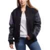 Womens Black Wool & Leather Clothing Varsity Jacket by Jacket Field
