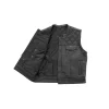 Upside Club Style Mens Black Cowhide Leather Motorcycle Vest by Jacket Field