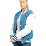 Womens Red Wool Body & Black Leather Sleeves Clothing Varsity Jacket by Jacket Field