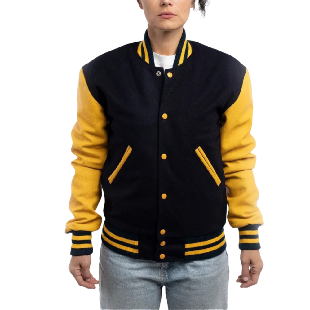 Womens Navy Blue Wool Body Clothing Varsity jacket by Jacket Field