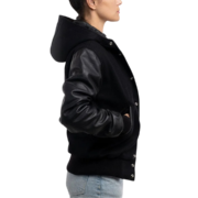Womens Black Wool Body & Black Sleeves Clothing Varsity Jacket by Jacket Field
