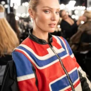 Ferrari Womens Red, Blue & White Celebrity Leather Jackets by Jacket Field