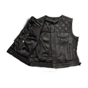 Bonnie Women’s Leather Motorcycle Vest – Diamond Quilted Club Style by Jacket Field