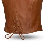 Savannah Women’s Western Style Leather Motorcycle Vest – Sheep Diamond by Jacket Field