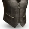 Women’s Western Style Leather Motorcycle Vest Naked Cowhide by Jacket Field
