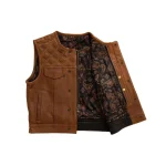 Timber Club Style Mens Brown Cowhide Motorcycle Vest by Jacket Field