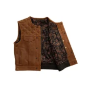Timber Club Style Mens Brown Cowhide Motorcycle Vest by Jacket Field