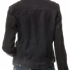 Womens Black Leather Trucker Suede Jacket by Jacket Field