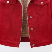 Womens Red Denim Jacket by Jacket Field
