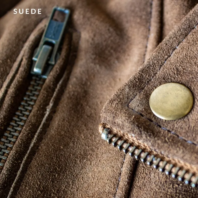 Womens Tan Biker Soft Suede Jacket by Jacket Field