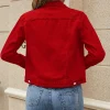 Womens Classic Red Denim Jacket by Jacket Field