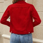 Womens Classic Red Denim Jacket by Jacket Field