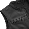 Lowrider Club Style Mens Black Leather Motorcycle Vest by Jacket Field