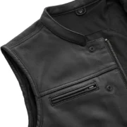 Lowrider Club Style Mens Black Leather Motorcycle Vest by Jacket Field