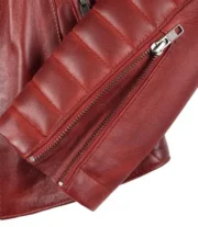 Womens Asymmetrical Biker Style Red Leather Jacket by Jacket Field