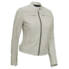 Women’s Cafe Racer White Leather Jacket By Jacket Field