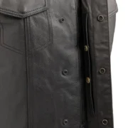 Sniper Club Style Mens Black Cowhide Leather Motorcycle Vest by Jacket Field