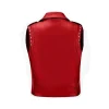 Womens Biker Red Leather Vest with Studded Accents by Jacket Field