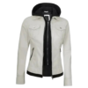 Women’s Off White Leather Jacket with Hood By Jacket Field