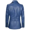 Womens Lambskin Leather Belted Blue Jacket by Jacket Field