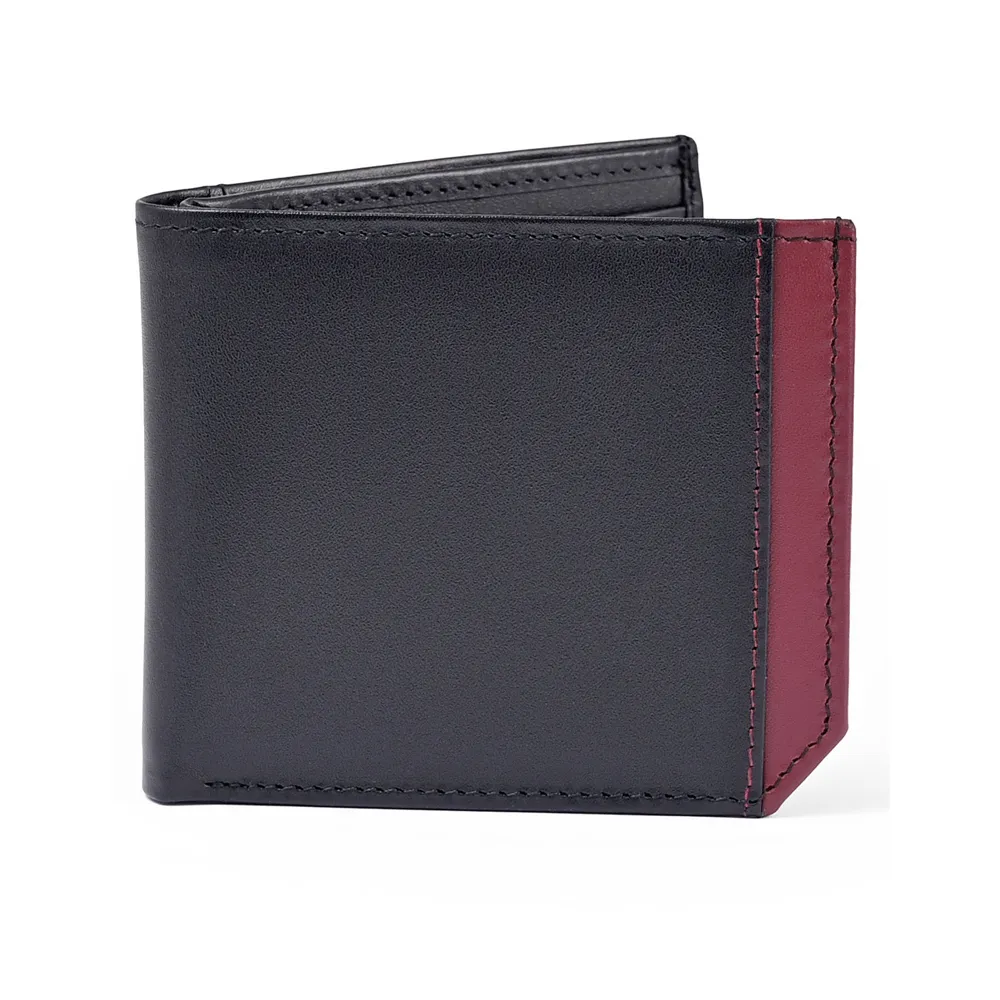 Mens Black Plain Bi-Fold Leather Wallet by Jacket Field