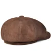 Mens Coffee Brown Leather Cap by Jacket Field
