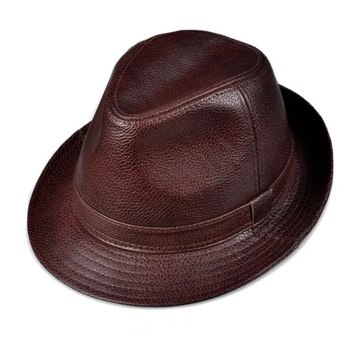 Mens Lemont Trilby Leather Hat by Jacket Field