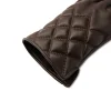 Mens Brown Quilted Leather Touchscreen Leather Gloves by Jacket Field